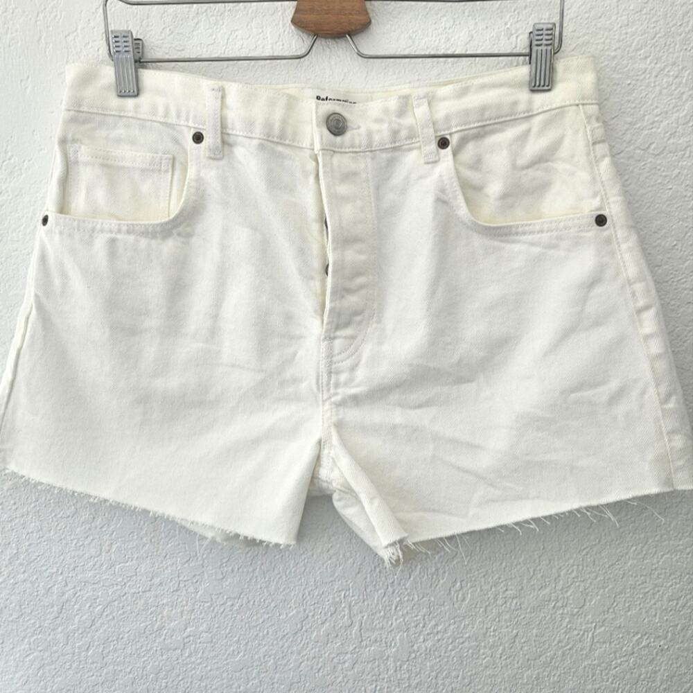 Reformation Charlie High Rise Denim Jean Shorts Raw Hem White New Size 31 - Picture 4 of 9